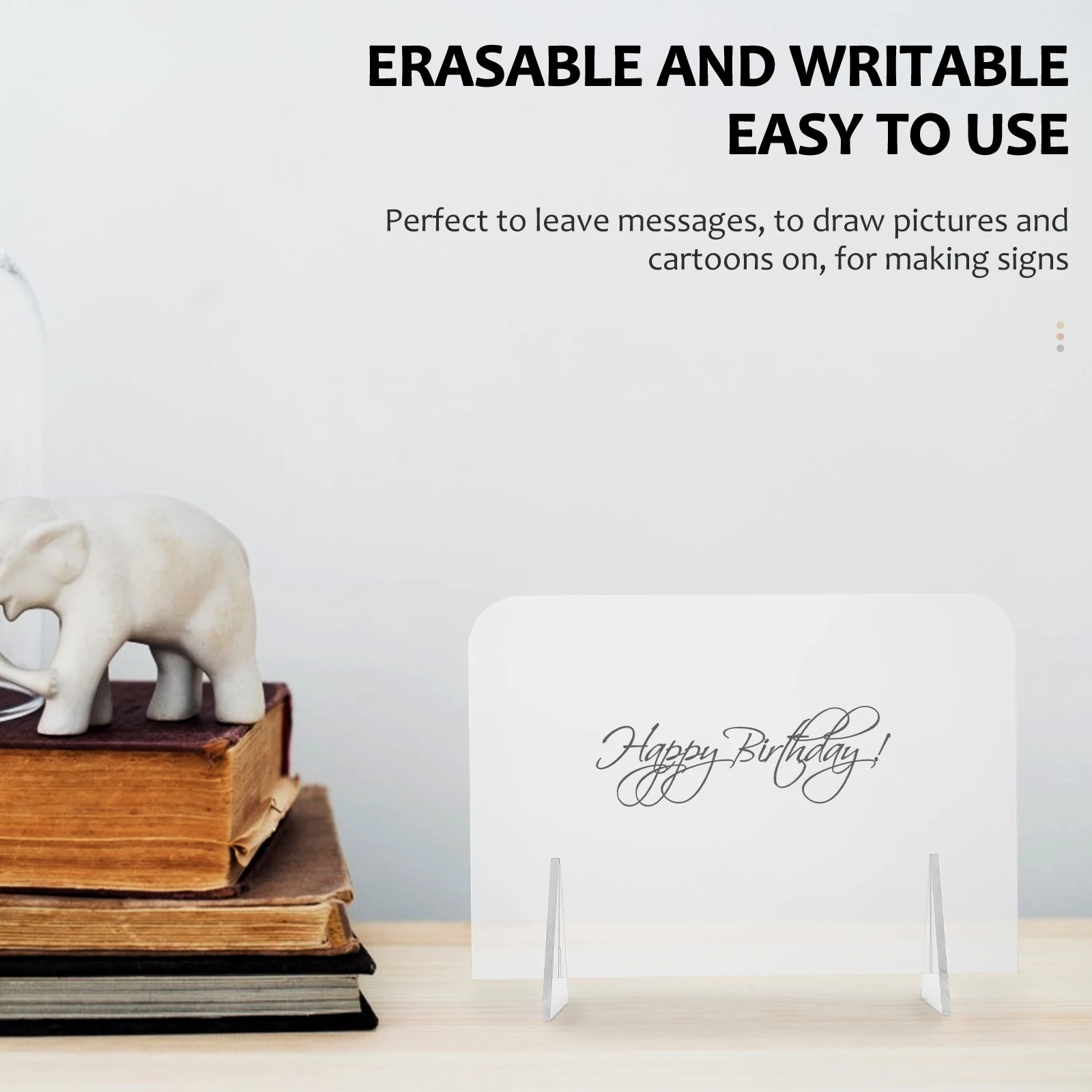 2Pcs Acrylic Note Boards Clear Desktop Memo Boards for Writing Drawing Kids Graffiti Home Office Decor Transparent Message Board