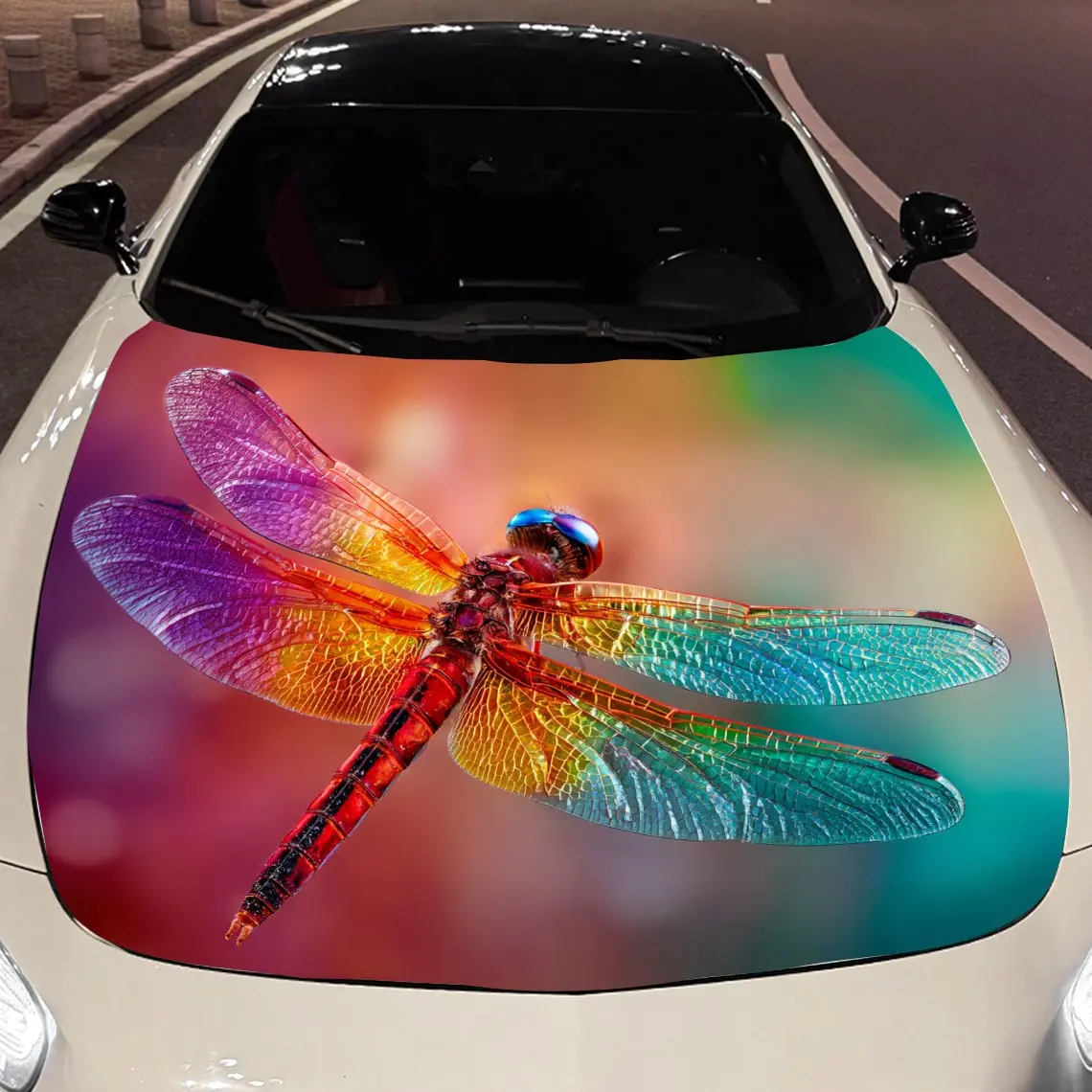 

Colorful Dragonfly Car hood packaging sticker, PVC material, self-adhesive waterproof, anti-slip paint, car exterior decoration