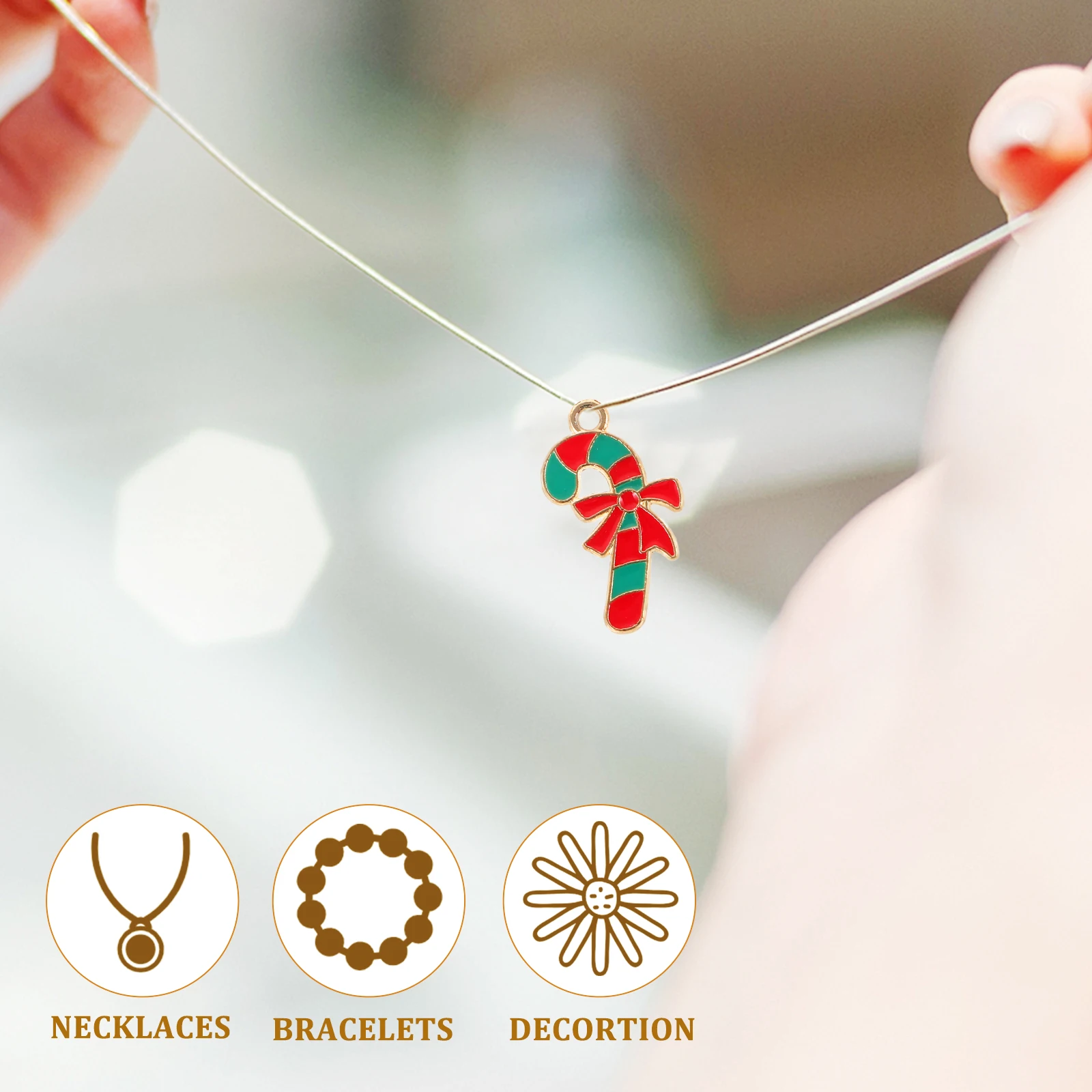 

10 Pcs Christmas Cane Pendant Charms for Earring Making Jewellery Jewelry Alloy Bells Bulk Diy Crafting Accessory