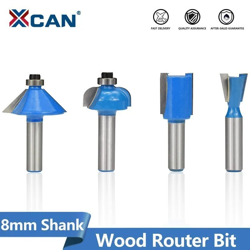 XCAN Chamfer End Mill V Shape Router Bit Corner Rounding Router Bits 8mm Shank Cutter 45 Degrees Engraving Bit Wood Router Bits