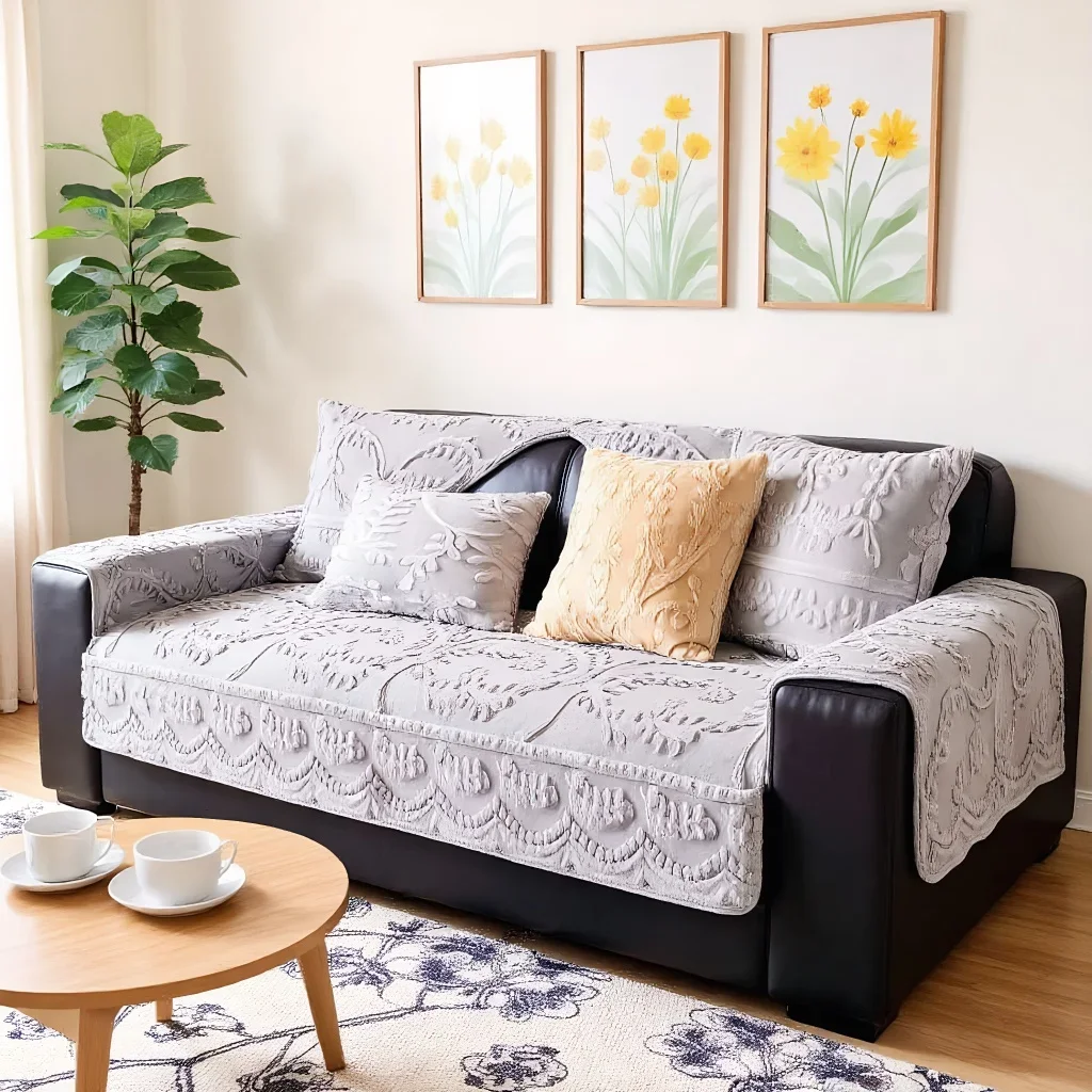 Nordic High-end Sofa Cushion 2024 New Autumn And Winter Solid Color Dust-proof Anti Slip For Living Room Decoration Sofa Cushion