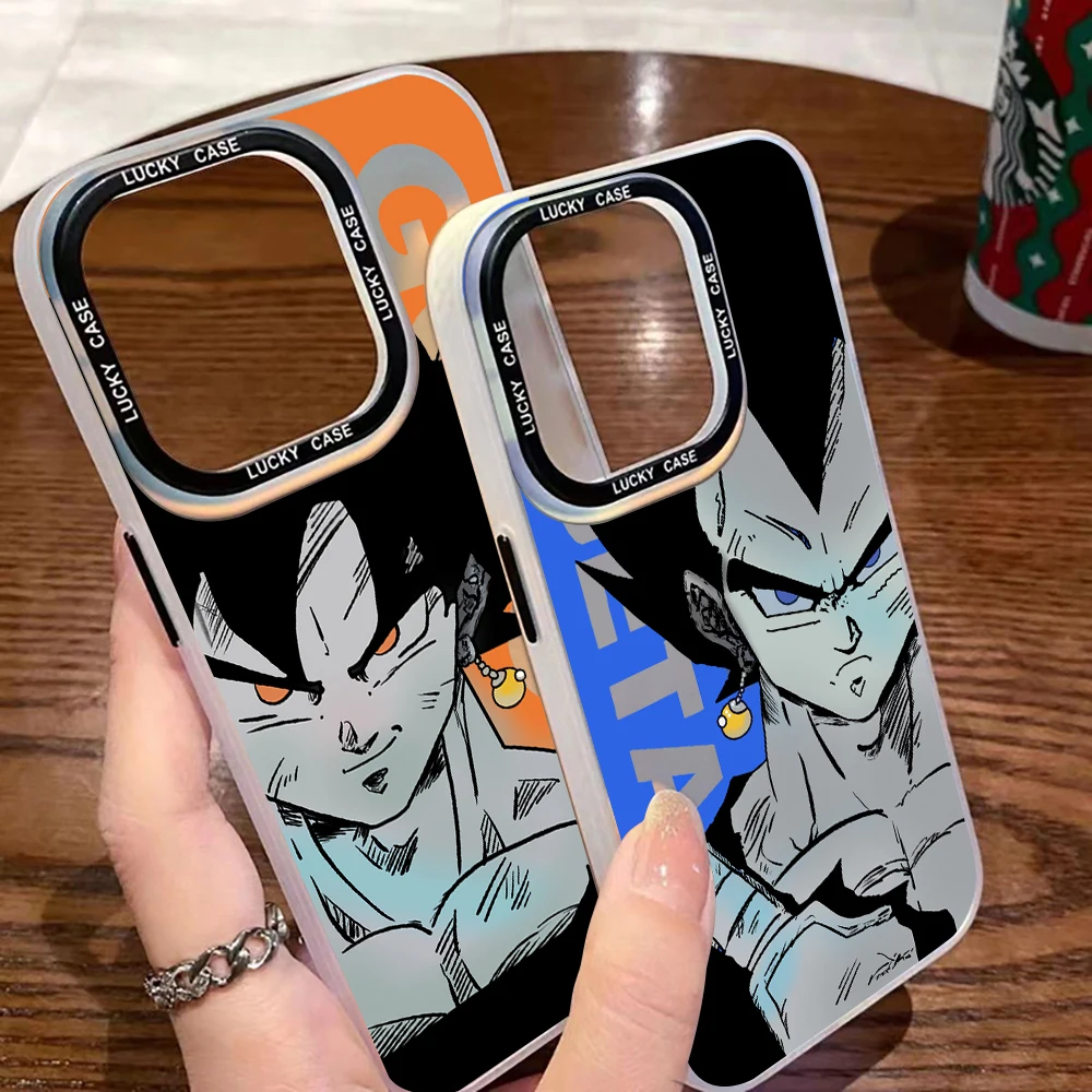 Anime Sons Gokus Majins Buus Phone Case for iPhone 15 14 13 12 11 Pro Max X XR XSMax Matte Aurora Laser Gradient Luxury Cover