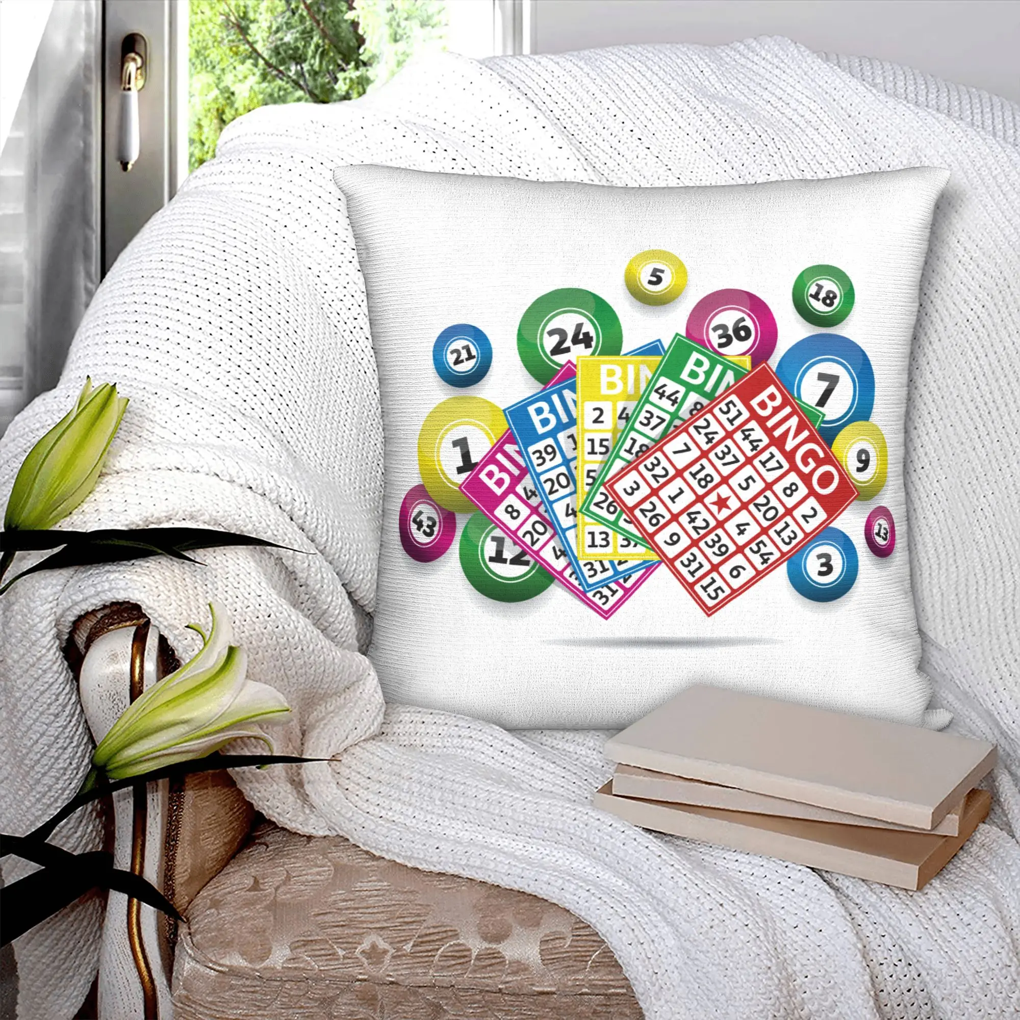 Hot Game Bingo Pillow Covers Decoration Cute  Cushions for Sofa Square Pillowcase
