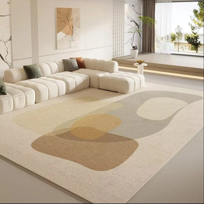 VIKAMA Cream Style Line Living Room Floor Mat, Large-Sized Sofa, Coffee Table Blanket, Bedroom Carpet, Home Decoration
