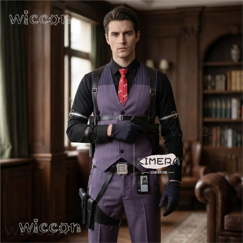 Costume de cosplay Halloween Neverness To Everness Skia Furry – Manteau + Gilet + Pantalon + Ceinture + Sac + Badge, Ensemble complet en cadeau