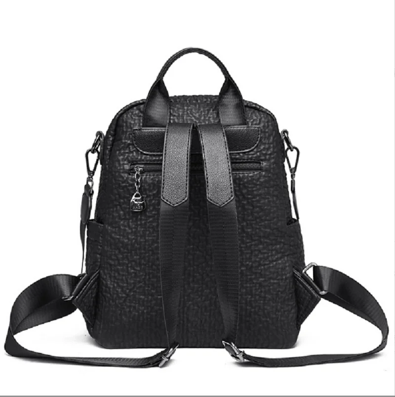 Bolsos de hombro con doble cremallera de cuero suave de gran capacidad de lujo, mochilas de viaje a la moda para mujer, bolso escolar, mochila cruzada