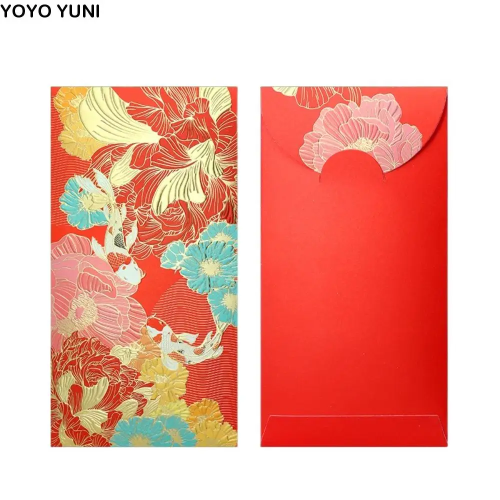 

Hot Stamping Chinese New Year red envelopes Embossed Solid Red Packet Rectangular Paper HongBao Year of The Snake
