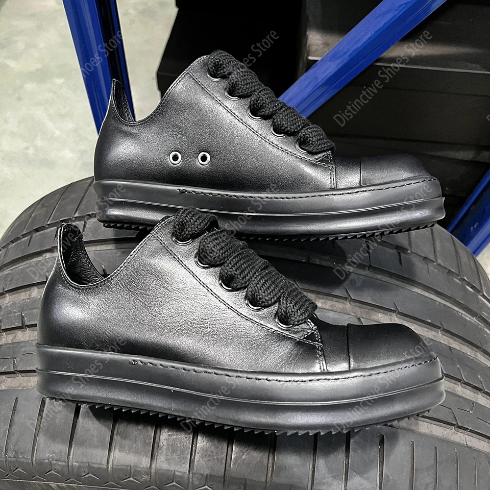 

Brand Men's Casual Shoes Jumbo Shoelace Women's Sneaker Leather Shoes for Men Lace-up RO Fashion Men's Sneakers High Street Shoe