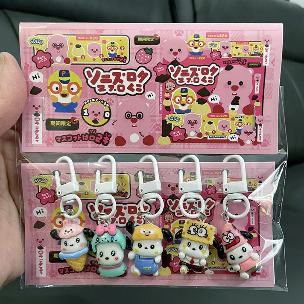 6 قطعة اكسسوارات سانريو قلادة الكرتون الراتنج HelloKitty Kuromi المفاتيح مجموعة هدية صغيرة الفتيات لطيف حقيبة طالب معلقة بطاقة هدية