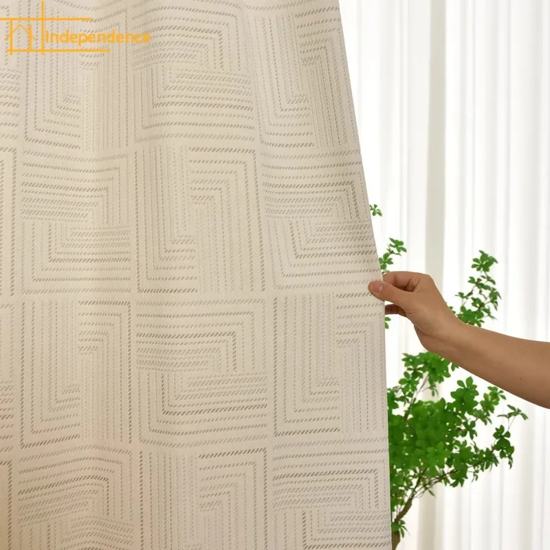 Customized Jacquard Cream Thickened Chenille Blackout Curtains for Living Room Bedroom French Window Balcony Finished Products