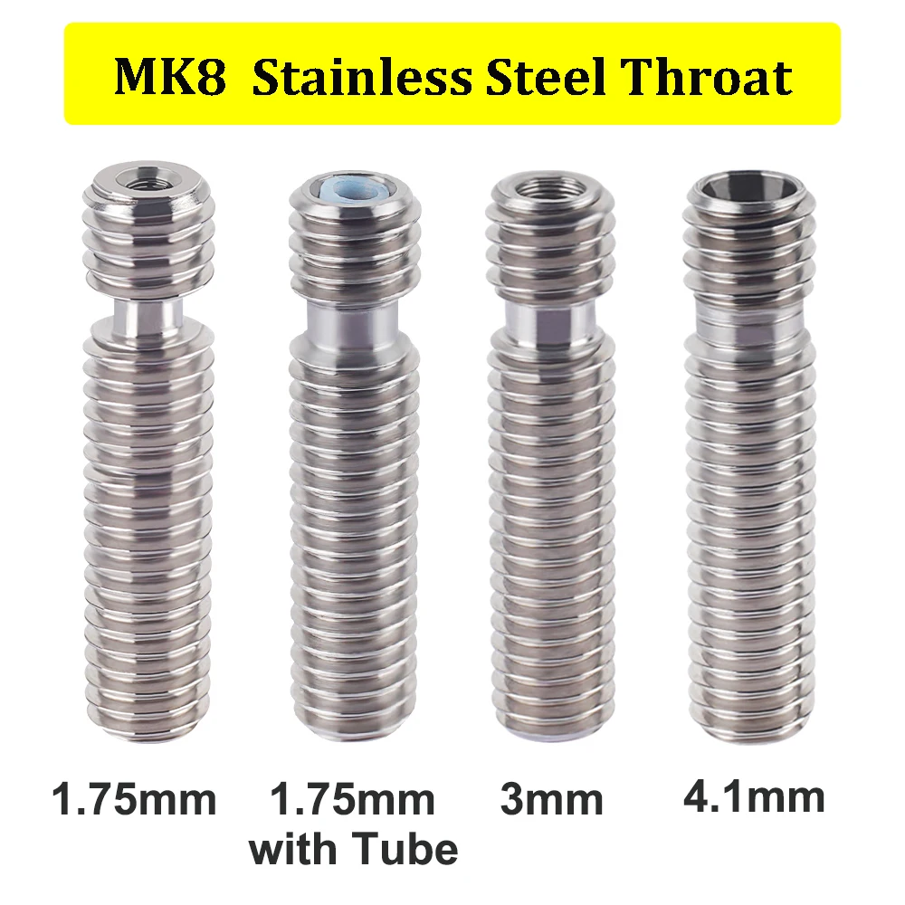 2/4pcs MK8 Stainless Steel Heatbreak 26mm M6 Thread Throat All Metal Heat Break For 1.75mm 3mm Filament 3D Printer Hotend