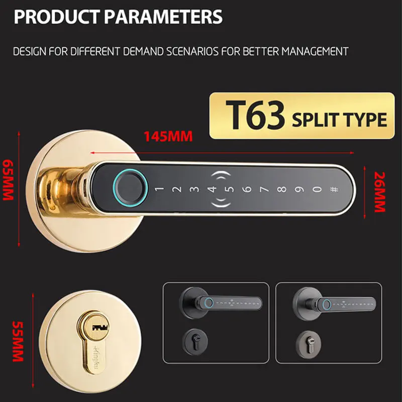 Smart Fingerprint Door Lock Handle for Home Apartment With Key card Digital Door Lock Keypad Keyless Entry electronic lock