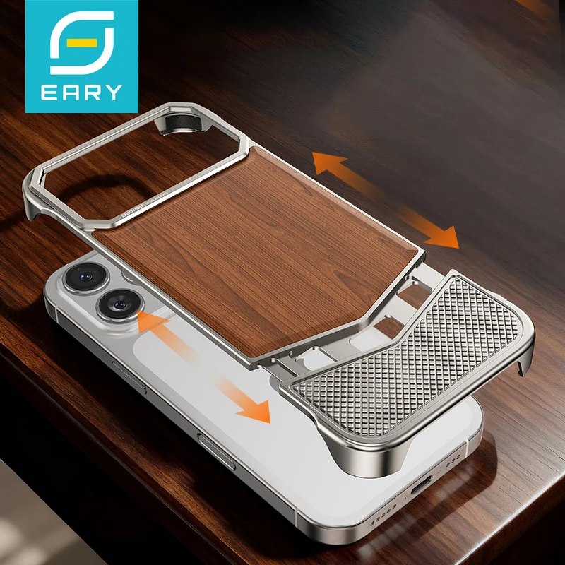 

Твердый деревянный чехол для телефона Eary для iPhone 17 Pro Max с магнитным безрамным бампером Magsafe, противоударный защитный чехол