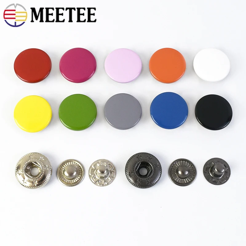 

10-50Sets 12-17mm Metal Buckle Flat Round Button Coat Decor Buckles Press Nail Clothing Sewing Buttons Leather Craft Accessories