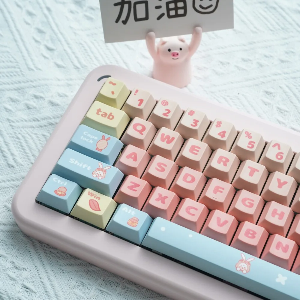 

Keyboard Keycaps, Beauty Rabbit, Cherry 135 Keys PBT for Cherry MX 104/87/61 Mechanical Keyboard Accessories