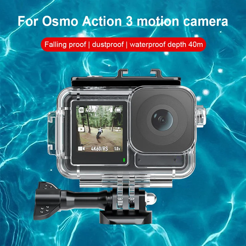 for DJI Osmo Action 3 Camera Housings Waterpoof Cage Falling proof Dustproof Anti-oxidation Prevent Seawater Corrosion Cold Shoe