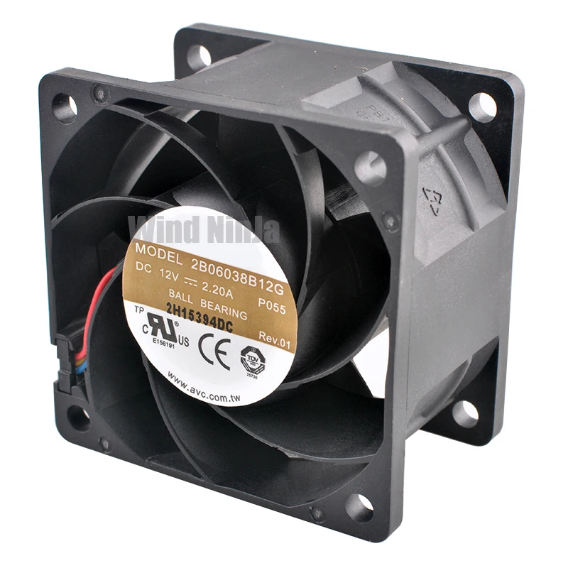 

High-Speed 6cm 60mm Cooling Fan 60x60x38mm 12V 2.20A Dual Ball Bearing Server Power Supply Fan 2B06038B12G for Computer Hardware