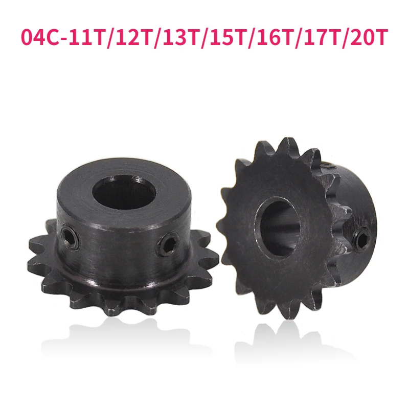 

1pcs 04C Chain Gear 45# Steel 11T/12T/13T/15T/16T/17T/20T Teeth Industrial Sprocket Wheel With Top Wire Bore 5-18mm