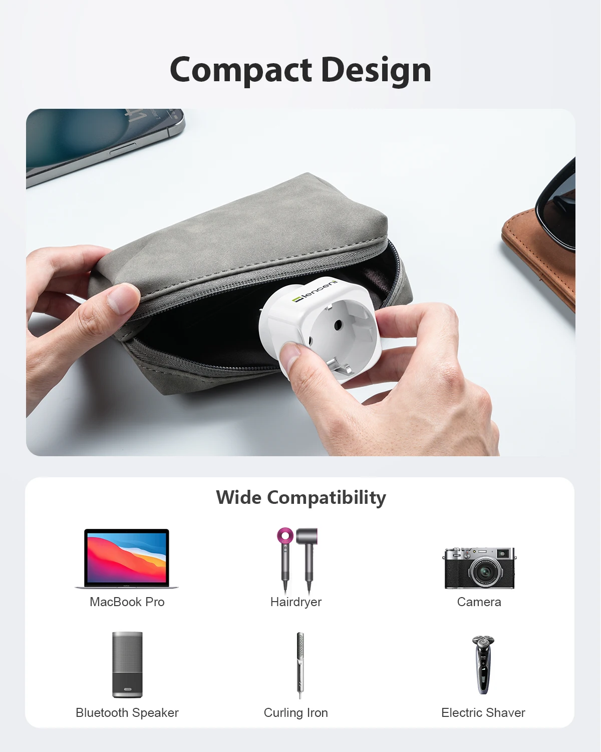 LENCENT Paquete de 2 enchufes de Europa a AU/US/UK/BR, adaptador de viaje, protección contra sobrecarga, cargador de pared, convertidor de enchufe de viaje, adaptador de viaje
