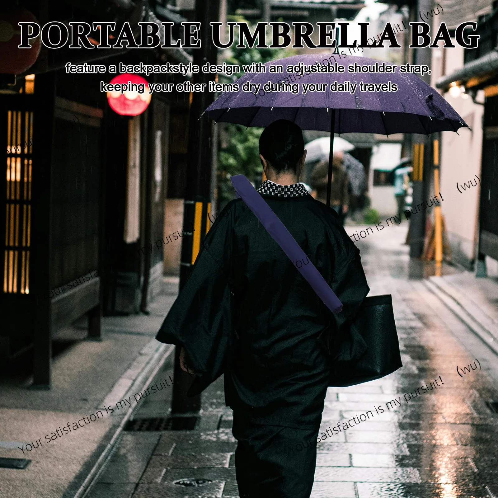 Foldable with shoulder straps, umbrella storage bag, multifunctional polyester