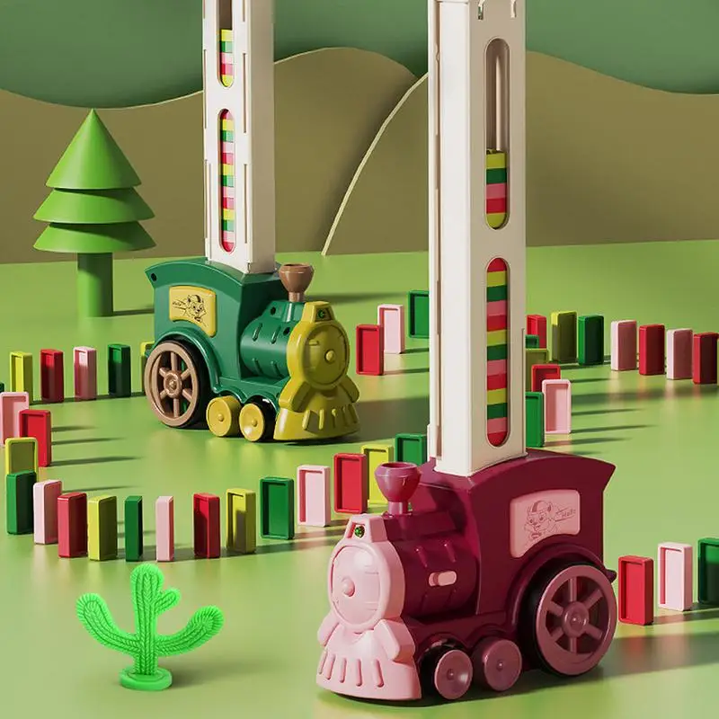 Jeu de blocs de Train dominos pour enfants de 3 à 8 ans, Train électrique automatique avec Simulation de son