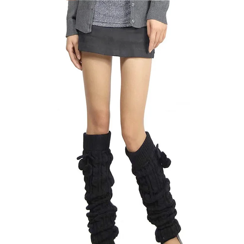 الخريف والشتاء النساء جديد غطاء للقدم إطالة وسميكة فوق الركبة الكرة تحمل الصوف الأحذية الدافئة غطاء كومة الجوارب #6