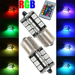 2x LED RGB Interior 1156 5050 27LED Decoration DRL Fog Light Bulbs with Remote Control Daytime Running light LED headlight bulbs