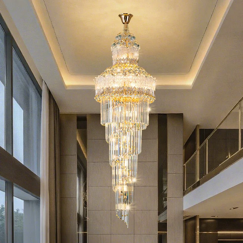 ثريا كريستال فاخرة لغرفة المعيشة Staicase اللوبي فيلا المتطورة القاعة الكبرى الضوء الرئيسي النمط الإيطالي الفاخر