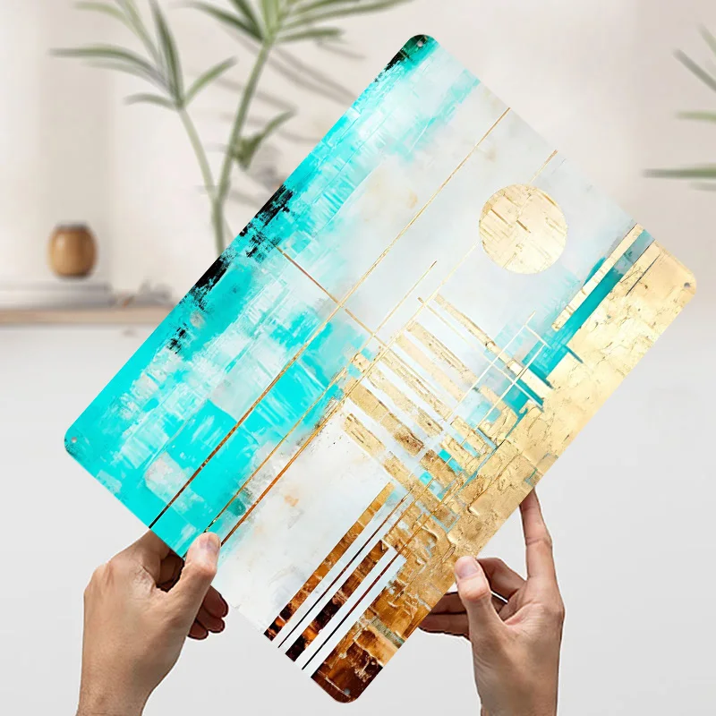 مجردة الفن شروق الشمس المعادن المشارك علامات معدنية جدار الفن خمر الديكور الداخلي في المنزل مخصص تين تسجيل للديكور المنزل