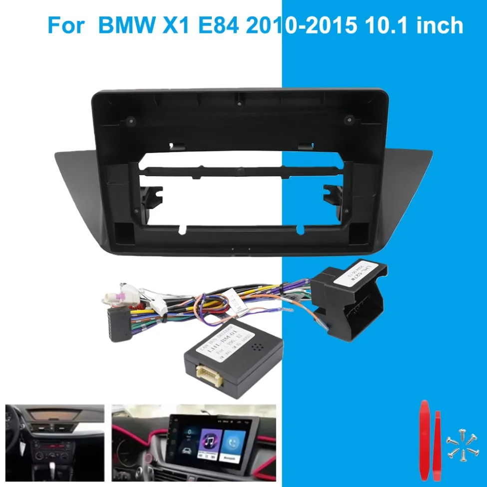 

Car Center Console Frame For BMW X1 E84 2010-2015 10.1 inch Stereo Panel Wiring Harness Power Cable Canbus Decoder Mount KIt