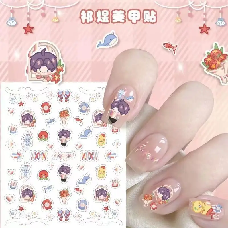 Kawaii Game Love and Deepspace Nail Stickers Cartoon Cute Xavier Zayne Rafayel ralayo Shen Xinghui Li Shen Qi Yu Nail Sliders