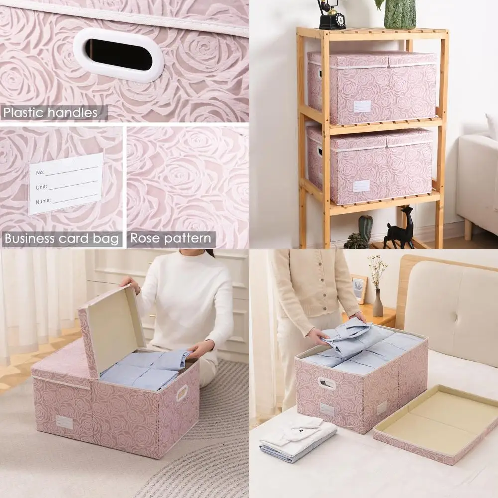 

Складные тканевые коробки для хранения с крышками, декоративные кубические органайзеры для спальни и гостиной, 23,2x15,7x11,6 дюймов, набор из [количество] штук