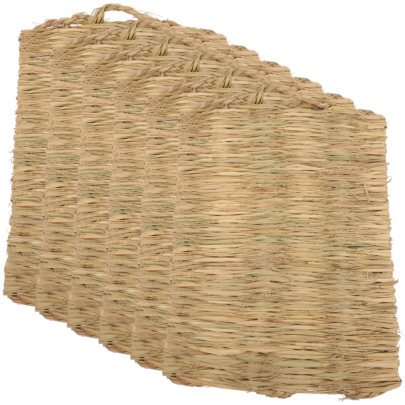 

6Pcs Grass Pad Chicken Coop Liners Natural Woven Mats for Nesting Boxes Egg Collection Rabbit Bedding Small Animal Rest Place