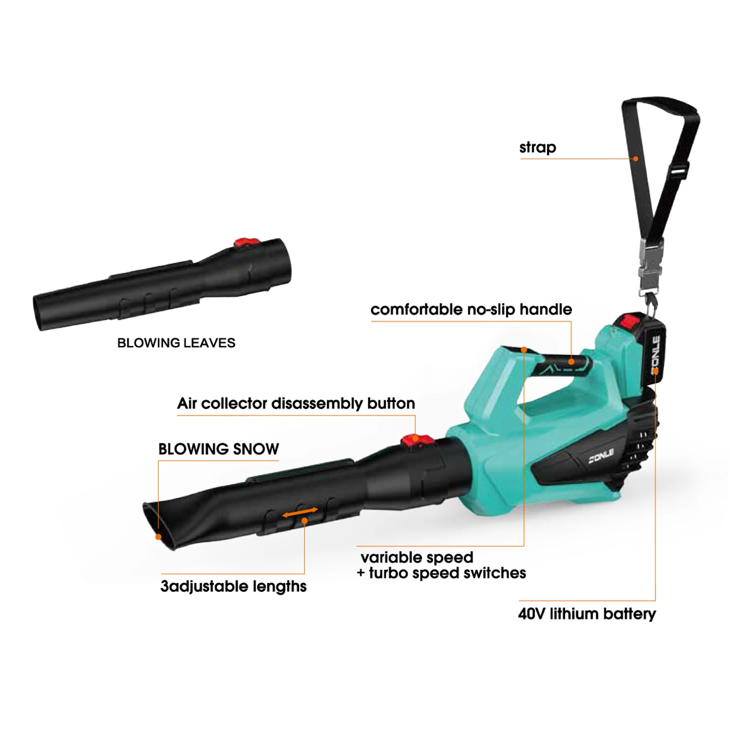 Powerful 700W 4.0Ah Lithium Battery Air Leaf Blower Electric Portable Backpack Leaf Snow Dust Blower