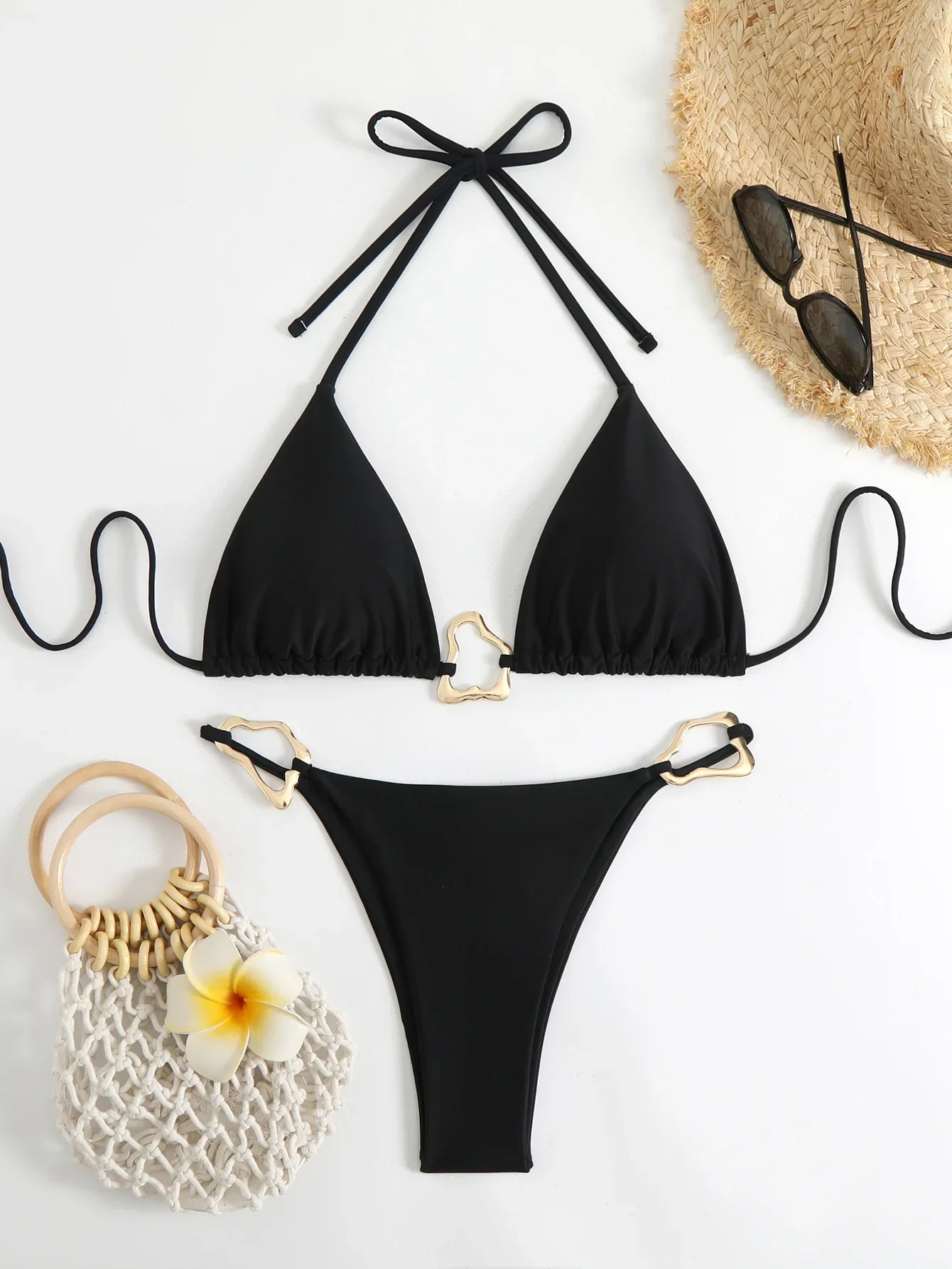 

Sexy Black Micro Bikini 2025 Women Swimsuit Solid Swimwear Thong Bikinis Set Brazilian Beach Wear Bathing Suit Biquini Female