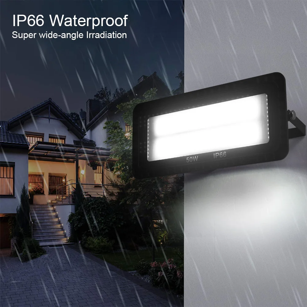 Projecteur LED à Large Faisceau avec Technologie COB, Imperméable Conforme à la Norme IP66, Éclairage d\'Extérieur, Idéal pour un Jardin ou un