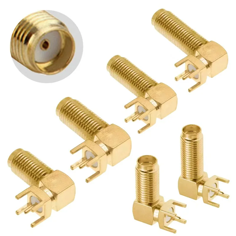

5PCS 17mm 19mm 20mm 23mm SMA Male Female Jack Connector 90 Degree Solder Edge PCB Right Angle Mount RF Copper Plug Socket