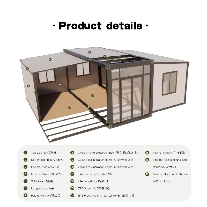 Expandable Container House Foldable Prefab Home 2 Bedroom Turnkey Ready