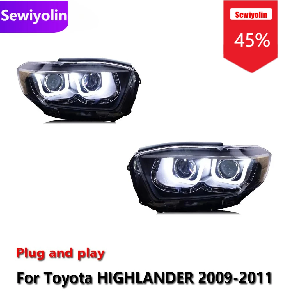 

Car DRL LED Headlight Assemblies For Toyota HIGHLANDER 2009-2011 Fog DRL Brake Turn Signal Lamp Plug And Play