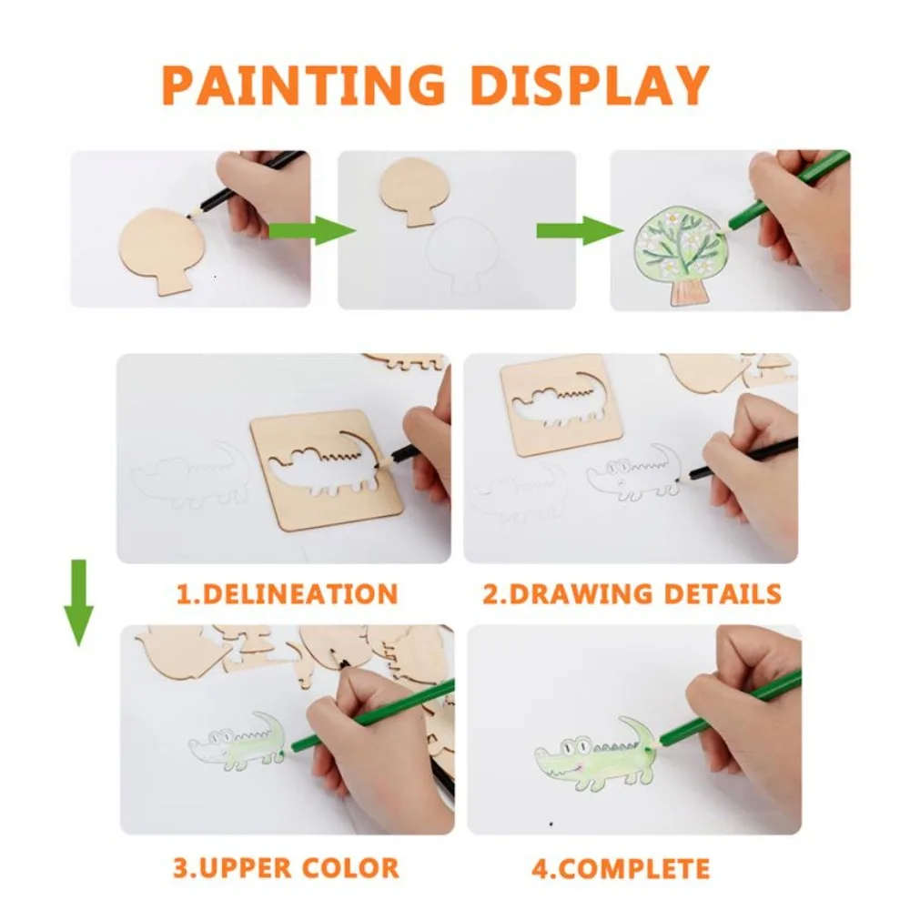 Babyspeelgoed Schoolverfgereedschap Educatief kleurboek Verf leren Kleurplank Tekentafel Houten tekenspeelgoed