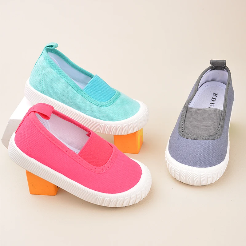 Children Lightweight Sports Canvas Candy Colored Kindergarten Casual Shoes Baby Indoor Sneakers E8040