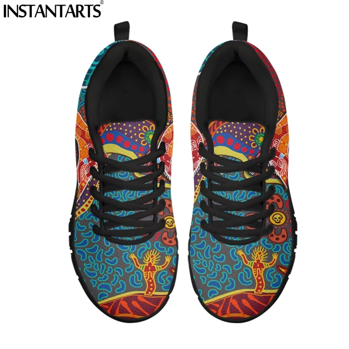 Australia Aboriginal Art Lace-up Mesh Sneaker Shoes For Women New Fashion Ladies Couple Flats Comfort Light Footwear
