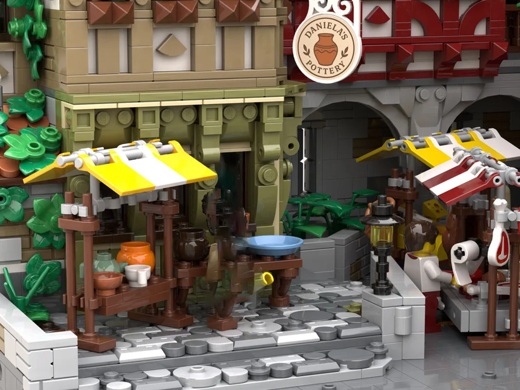 Neue MOC Bausteine Gebäude Modelle Mittelalterlichen Landwirtschaft Markt Modulare Bausteine kinder Spielzeug Geschenke DIYAssemblySet