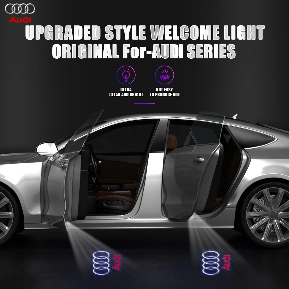 Luz LED de bienvenida para puerta de coche, accesorio de decoración de lámpara de Proyector láser, insignia automática, para Audi A3, A5, A4L, A6L,