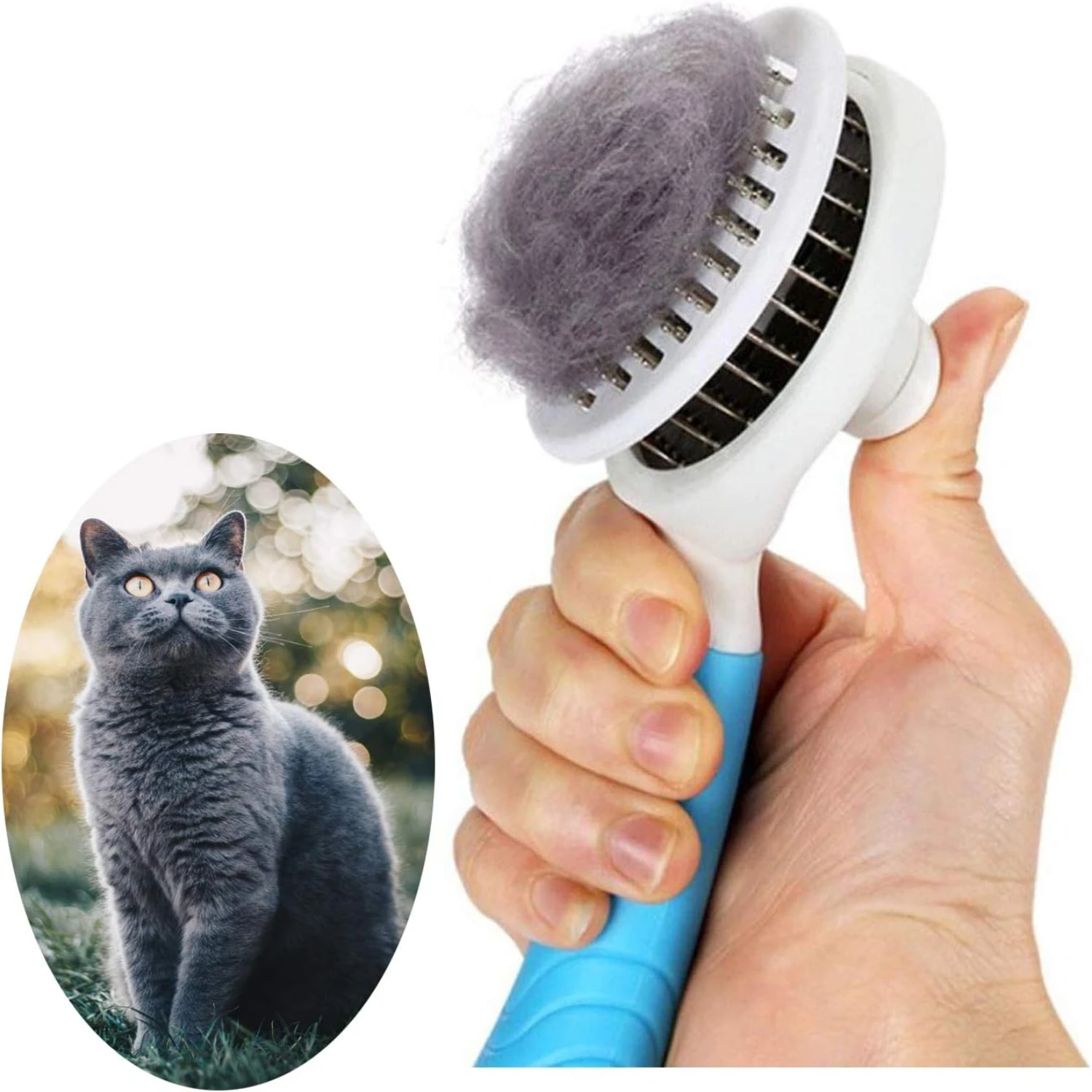 

Grooming Brush, Self Cleaning Slicker Brushes for Dogs Cats Pet Grooming Brush Tool Gently Removes Loose Undercoat, Tangled Hai