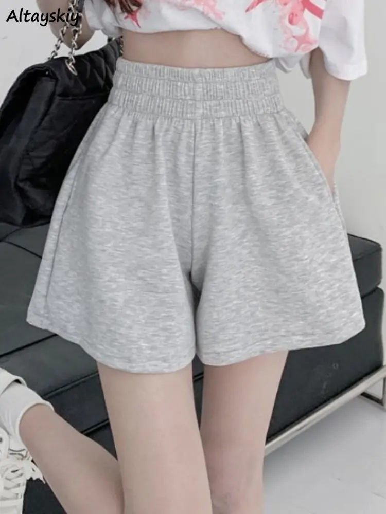 

Shorts Women Simple Comfortable Daily Sporty Loose Streetwear All-match Students Chic Solid Ulzzang Folds Leisure Office Lady