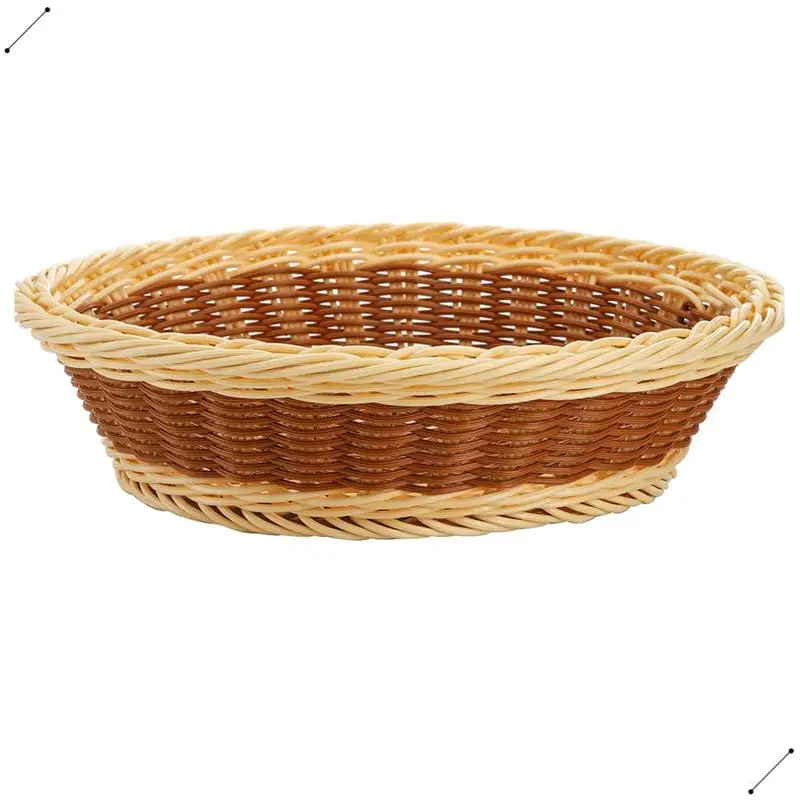 3Pcs Woven Breads Baskets 11.5 Inch Round Fruit Basket Stackable Food Serving Holder For Kitchen