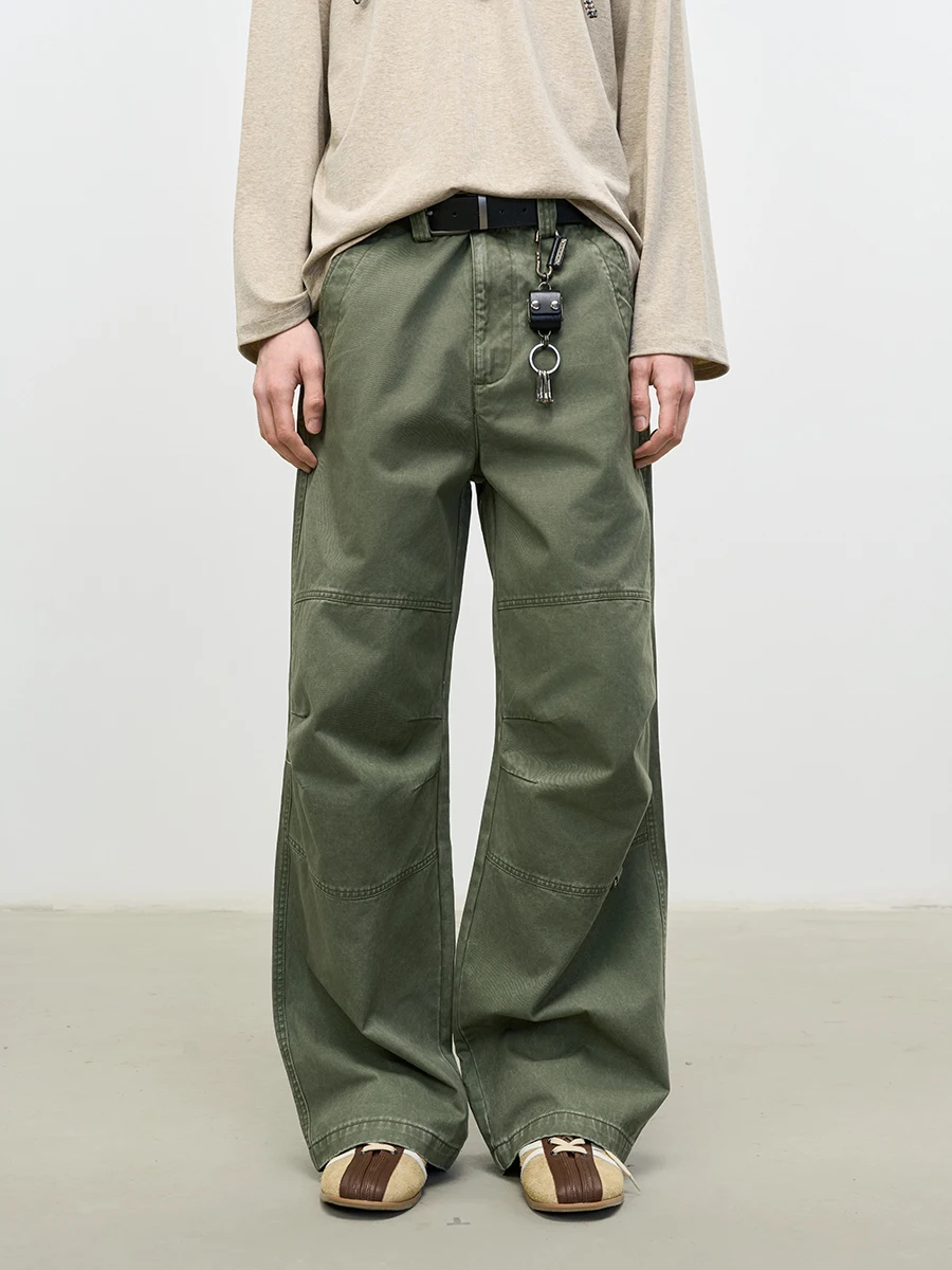 

Винтажные свободные повседневные брюки-карго Luminelle с манжетами на коленях, прямые длинные брюки, рабочая одежда для отдыха, молодежная мода