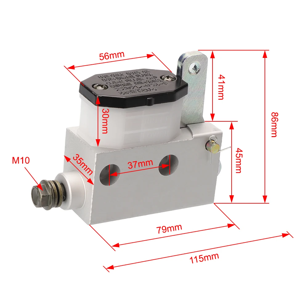 Bomba de freno maestro hidráulico de pie trasero M10, alto rendimiento, apto para Kart de pista de derrape DIY, piezas de ATV de Buggy de tres ruedas