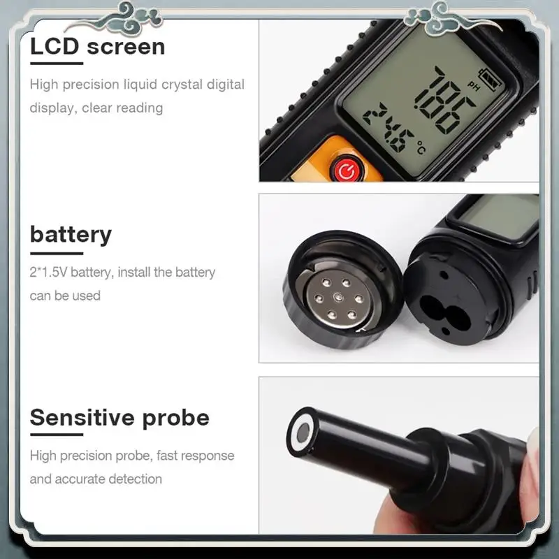 

Premium Food Grade PH Meter Soil Dough PH/Temperature Detector For Meat Cheese Bread Analyzer Meter